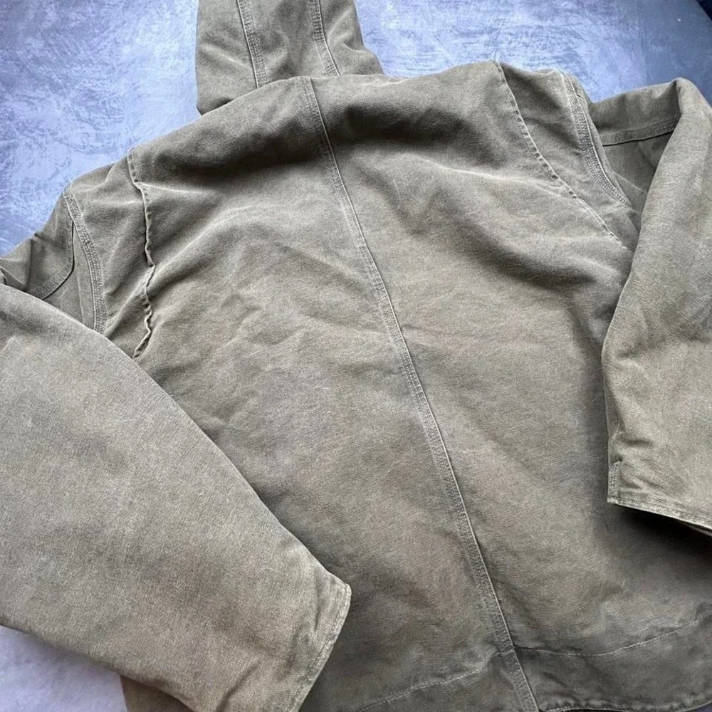 faded brown olive green insulated fleeced Carhartt jacket winter‎ workwear